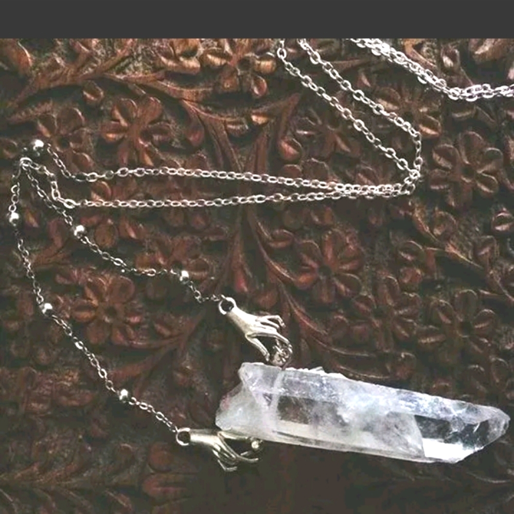 Raw Quartz Point Silver Toned Mystic Necklace